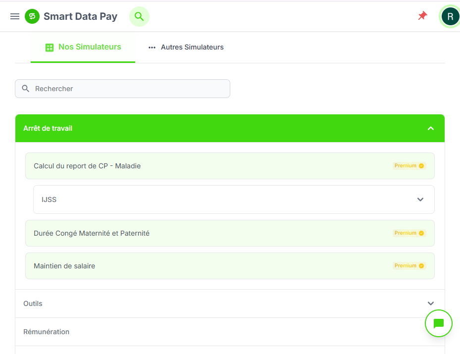Capture d'écran Simulateurs