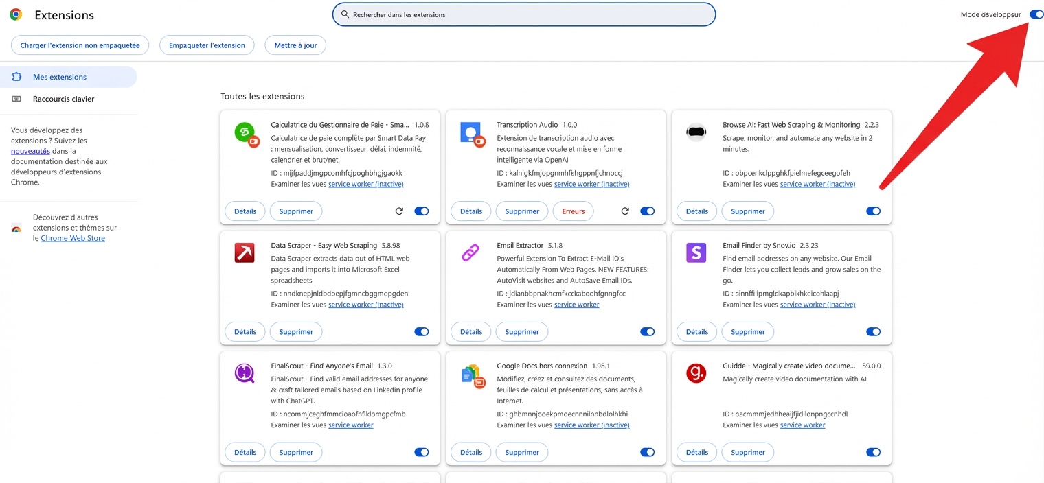 Chrome mode développeur